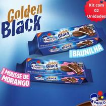 Kit 2 Biscoito Panco Golden Black Mousse Morango e Baunilha Mais Chocolate 120g Lanche Oferta Kit 2 Biscoito Panco Golden Black Mousse Morango e Baunilha Mais Chocolate 120g Lanche Oferta
