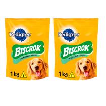 Kit 2 Biscoito Pedigree Biscrok Multi Cães Adultos 1kg