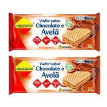 Kit 2 Biscoito Wafer Lowçucar 115g Zero Açucar Sem Lactose Diet Bolacha Chocolate avelã