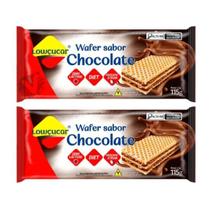 Kit 2 Biscoito Wafer Lowçucar 115g Zero Açucar Sem Lactose Diet Bolacha Sabores:Chocolate