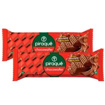 Kit 2 Biscoito Wafer Piraquê Chocowafer Recheio e Cobertura Chocolate 100,8g