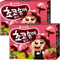 Kit 2 Biscoitos Coreano Cogumelo Chocolate Morango Orion 45g