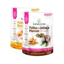 Kit 2 Biscoitos Palito Sem Glúten Leve Croc: Linhaça Dourada, Linhaça Marrom