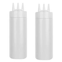 Kit 2 Bisnagas Brancas 700ml para Molhos Bico Triplo Kit 2 Bisnagas Brancas 700ml para Molhos Bico Triplo