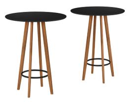 Kit 2 Bistrô Alto para Área Gourmet Bares Cafeterias pés Madeira Tampo Redondo Kit 2 Bistrô Alto para Área Gourmet Bares Cafeterias pés Madeira Tampo Redondo