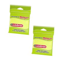 Kit 2 Blocos Autoadesivos Adelbras Memo Notes 76x76mm Amarelo Com 100 Folhas Para Recados Anotações