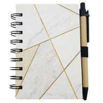 Kit 2 blocos de anotações com caneta 70 folhas design moderno