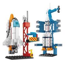 Kit 2 Blocos de Montar Nave Espacial e Foguete Coleção Espacial Completa Compatível com Lego