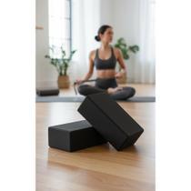 Kit 2 Blocos Yoga Pilates EVA Preto 23x13x7cm Estabilidade