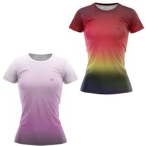 Kit 2 Blusa Academia Feminina Camiseta Caminhada Camisa Academia Fitness Protecao UV Treino