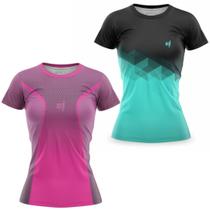 Kit 2 Blusa Academia Feminina Camiseta Fitness Dry Fit Blike Treino Musculação