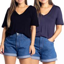 Kit 2 blusa camiseta básica feminina manga curta