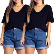 Kit 2 blusa camiseta básica feminina manga curta Kit 2 blusa camiseta básica feminina manga curta
