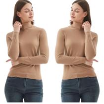 Kit 2 Blusa Feminina Cacharrel Justa Manga Longa Gola Alta Basica Frio