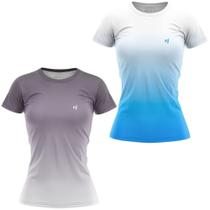 Kit 2 Blusa Feminina Fitness Academia Camisa Caminhada Degrade Camiseta Treino Proteção UV50 - Efect
