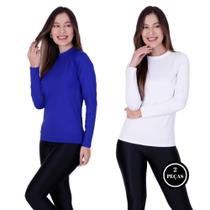 Kit 2 Blusa Fitness Térmica Segunda Pele Camisa Proteção Solar UV 50+ Academia Feminina