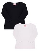 Kit 2 Blusa Menina Manga Longa Infantil Juvenil Meia Estação