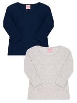 Kit 2 Blusa Menina Manga Longa Infantil Juvenil Meia Estação