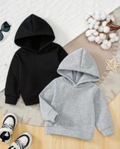Kit 2 blusa moletom flanelado infantil com capuz unissex