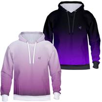 Kit 2 Blusa Moletom Masculino Feminino de Frio Degrade Capuz Flanelado Bolsos Laterais de Poliester Kit 2 Blusa Moletom Masculino Feminino de Frio Degrade Capuz Flanelado Bolsos Laterais de Poliester