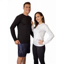 Kit 2 Blusa Proteção Solar UV 50 Praia Manga Longa Preta e Branca Camiseta Térmica Compressão Bike
