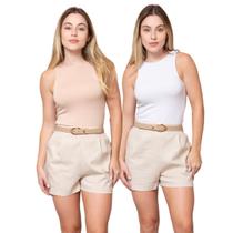 Kit 2 Blusa Regata Feminina Alça Larga de Viscose