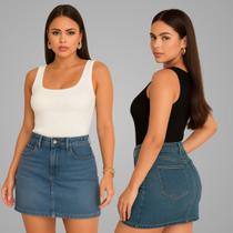 Kit 2 Blusa Regata Feminina Ribana Canelada Basica Lisa Kit 2 Blusa Regata Feminina Ribana Canelada Basica Lisa