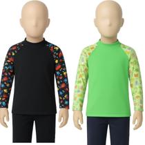 KIT 2 Blusa Termica Infantil Básica WLS Modas Manga Longa Estampada Proteção Uv Verão Moda Praia Masculina KIT 2 Blusa Termica Infantil Básica WLS Modas Manga Longa Estampada Proteção Uv Verão Moda Praia Masculina