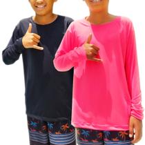 KIT 2 Blusa Térmica Infantil Unissex Proteção Solar UV Moda Praia Piscina Verão Dry-fit Tecido Leve