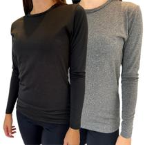 Kit 2 Blusa Térmica Manga Longa Feminina Peluciada Inverno Quentinha - MALLICLOTHES