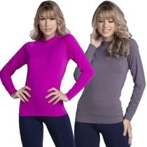 KIT 2 Blusa Térmica Proteção UV Poliester WLS Modas Manga Longa Treino Moda Fitness Feminino KIT 2 Blusa Térmica Proteção UV Poliester WLS Modas Manga Longa Treino Moda Fitness Feminino