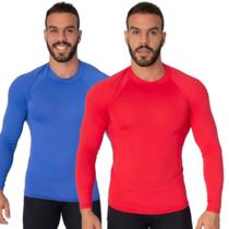 KIT 2 Blusa Térmica Proteção UV Poliester WLS Modas Manga Longa Treino Moda Fitness Masculina