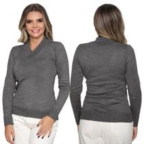 Kit 2 Blusa Tricot Gola V Inverno Moda Casual
