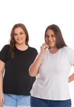 KIT 2 BLUSAS BABY LOOK PLUS SIZE GOLA REDONDA 3013.k2