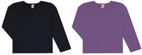 Kit 2 Blusas Básica Fem. M.longa Cotton Nº10 ao 16 Molekada