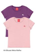 Kit 2 Blusas Básica Infantil Menina Manga Meia Malha Curta Kely Kety Kit 2 Blusas Básica Infantil Menina Manga Meia Malha Curta Kely Kety