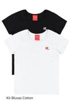 Kit 2 Blusas Básicas Cotton Infantil Menina Manga Curta Slim Kely Kety