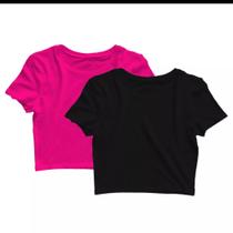 Kit 2 Blusas Cropped Blusinha Camiseta Feminina Lisa