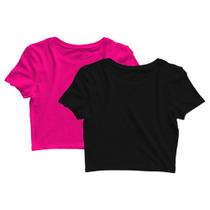 Kit 2 Blusas Cropped Blusinha Camiseta Feminina Lisa