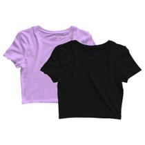 Kit 2 Blusas Cropped Blusinha Camiseta Feminina Lisa