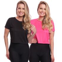 Kit 2 Blusas Cropped Feminina Dry Academia Treino Camiseta Camisa Esportiva Esporte