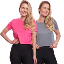 Kit 2 Blusas Cropped Feminina Dry Academia Treino Camiseta Camisa Esportiva Esporte