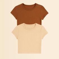 Kit 2 Blusas Cropped Juvenil Caneladas