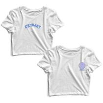 Kit 2 Blusas Cropped Tshirt Feminina Cry Baby e Mundo Céu Estrelado