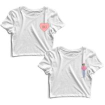 Kit 2 Blusas Cropped Tshirt Feminina Dogs e Alien de Roupa