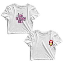 Kit 2 Blusas Cropped Tshirt Feminina Frases e Boca Universo