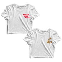 Kit 2 Blusas Cropped Tshirt Feminina Frases e Braço Flores Frases