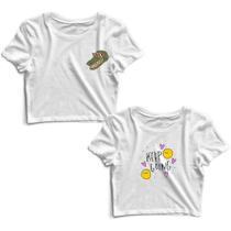 Kit 2 Blusas Cropped Tshirt Feminina Jacaré e Keep Going