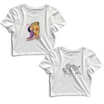Kit 2 Blusas Cropped Tshirt Feminina Pizza True Love e Anjos Kit 2 Blusas Cropped Tshirt Feminina Pizza True Love e Anjos