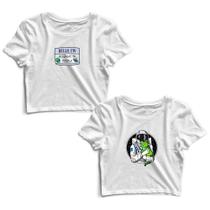 Kit 2 Blusas Cropped Tshirt Feminina Quadrinho Frases e Astronauta Gatinho - Goup Supply